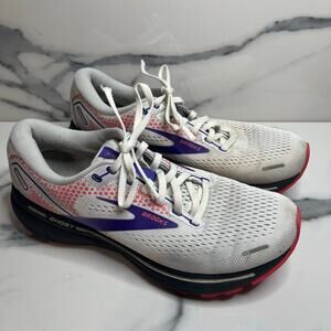 Brooks Women's White Purple Coral Ghost 14 Sneakers Running Shoes Sz 8.5 Athlete